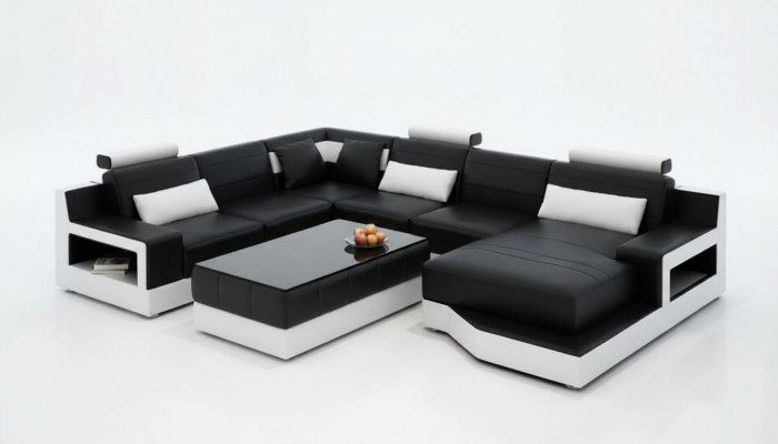 Lieder-Couch Ecksofa U-Form Wunnlandschaft Designer Sofa Modern Sofas Dësch