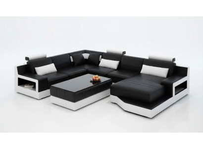 Lieder-Couch Ecksofa U-Form Wunnlandschaft Designer Sofa Modern Sofas Dësch