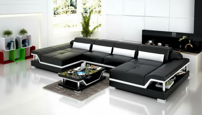 Design Sofakombinatioun aus Lieder, Canapéen, Ecke-Sofa, Polster-Sofaen, Lieder-Couch, Wunnzëmmer.