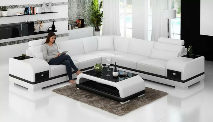 Design Lieder-Garnitur Couchen Eckcouch Sofa Polstersofas Liedercouch Wunnzëmmer