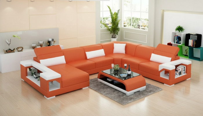 Ecke Sofa Wunnlandschaft Eckcouch Eckgarnitur Polstersofa U-Form Ledersofa Canapé