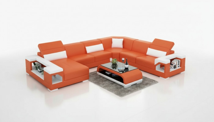 Ecke Sofa Wunnlandschaft Eckcouch Eckgarnitur Polstersofa U-Form Ledersofa Canapé