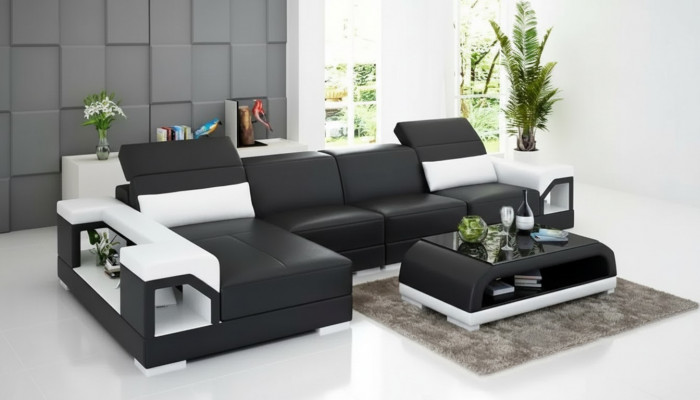 Ecksofa Polster Ecksofa Modern L-Form Dësch Sofa Wunnlandschaft 2-Stéck. Nei