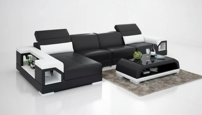 Ecksofa Polster Ecksofa Modern L-Form Dësch Sofa Wunnlandschaft 2-Stéck. Nei