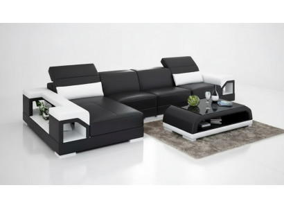 Ecksofa Polster Ecksofa Modern L-Form Dësch Sofa Wunnlandschaft 2-Stéck. Nei