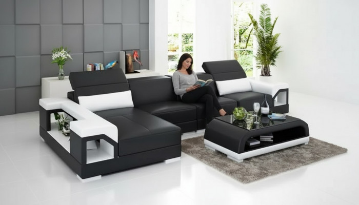 Design Couchen Eckcouch Ledergarnitur Sofa Polster Sofas Ledercouch Wunnzëmmer