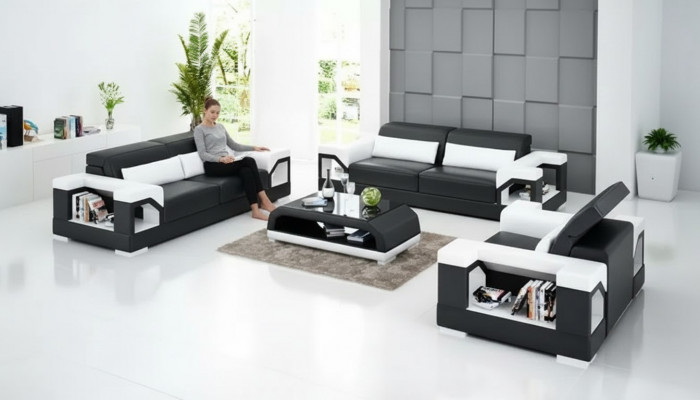 Sofagarnitur 3-2-1 Sëtzer Couchtisch Wunnlandschaft Ledersofa Modern Sofa Couch