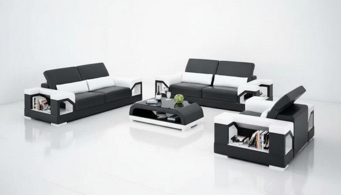 Sofagarnitur 3-2-1 Sëtzer Couchtisch Wunnlandschaft Ledersofa Modern Sofa Couch
