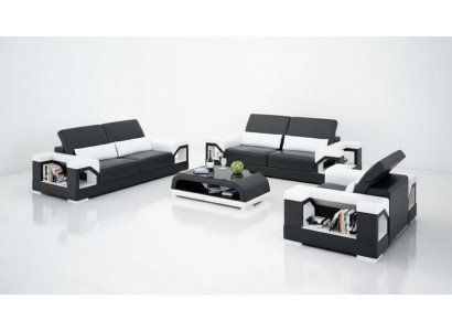 Sofagarnitur 3-2-1 Sëtzer Couchtisch Wunnlandschaft Ledersofa Modern Sofa Couch