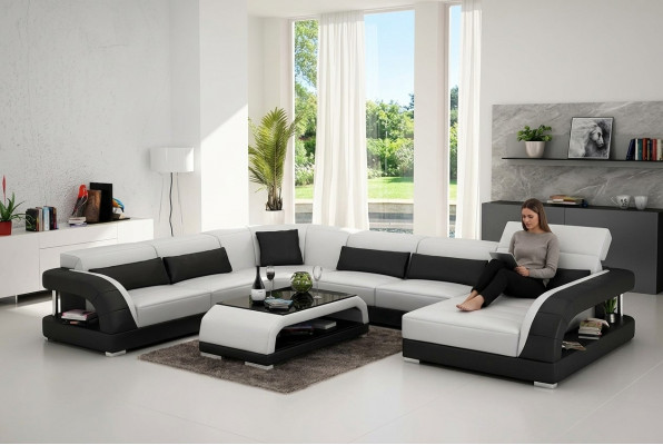 Design-Ecksofa Wunnzëmmermöbel Modern Eckcouch Liederpolster Couch