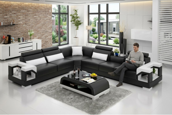 Ecksofa Canapé Polster Eckgarnitur Sofa Garnituren Eckledersofa Wunnlandschaft
