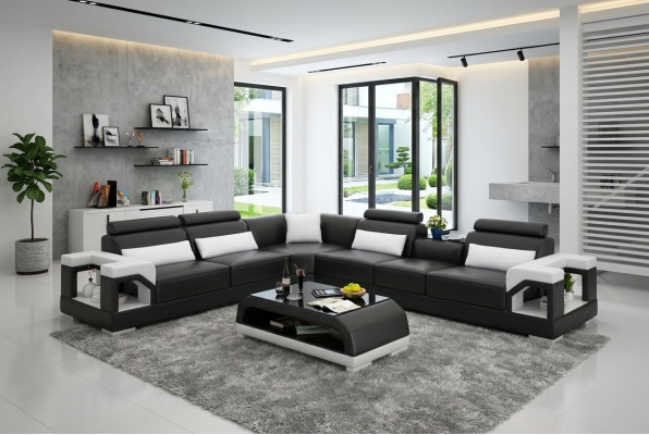 Ecksofa Canapé Polster Eckgarnitur Sofa Garnituren Eckledersofa Wunnlandschaft