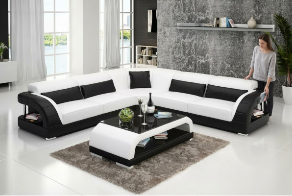 Ledercouch Design Wunnzëmmer Couchen Bëlleg Polstermiwwele Sëtzgruppe Sofa Neien
