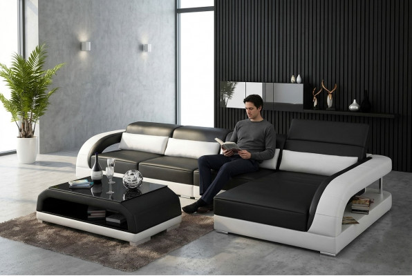 Design Eckcouch Ecksofa Wunnzëmmer Modern Liederpolster Couch Sofa