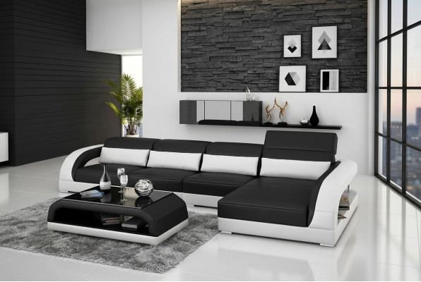 Design Eckcouch Ecksofa Wunnzëmmer Modern Liederpolster Couch Sofa
