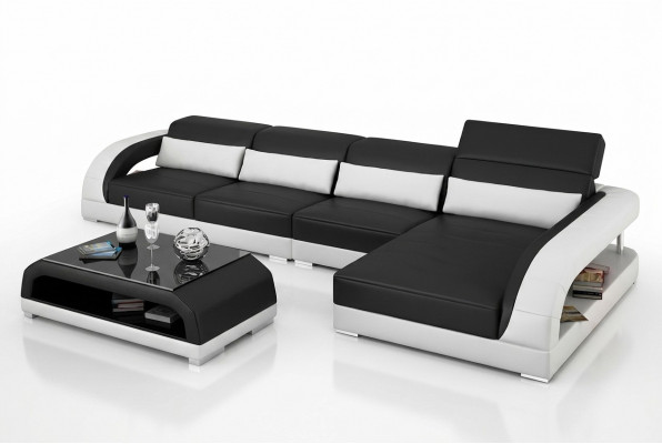Design Eckcouch Ecksofa Wunnzëmmer Modern Liederpolster Couch Sofa