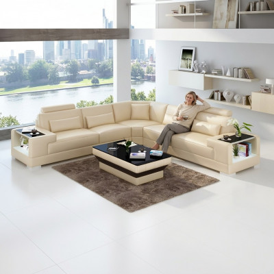 Modern Eckcouch Design Ecksgaass Wiesselstéck Miwwelen Liederpolster Canapé