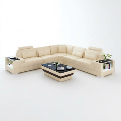 Modern Eckcouch Design Ecksgaass Wiesselstéck Miwwelen Liederpolster Canapé