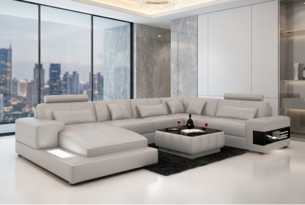Eck-Couch Canapé Këssen Wunnlandschaft Sofa 2-stécker Set Dësch Eck Garnitur