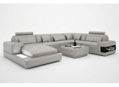 Eck-Couch Canapé Këssen Wunnlandschaft Sofa 2-stécker Set Dësch Eck Garnitur