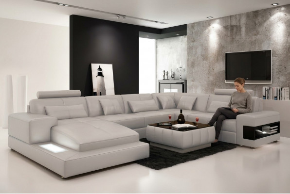 Ecksofa Polster Ledersofa Designer-Sofa Ecksofa U-Form Modernt Sofa