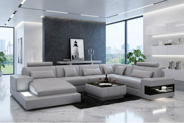 Ecksofa Polster Ledersofa Designer-Sofa Ecksofa U-Form Modernt Sofa