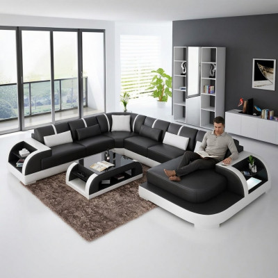 Ecksalon, Ecksofa, gepolstert Eckcouch, modern Wunnzëmmer Sofa, Couch