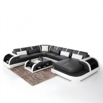 Ecksalon, Ecksofa, gepolstert Eckcouch, modern Wunnzëmmer Sofa, Couch