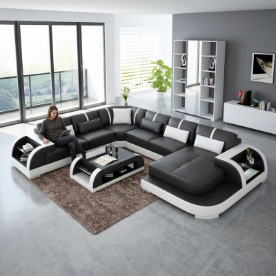 Wunnzëmmer Lieder XXL Canapé Sofa Landschaft modern Designer Polster.