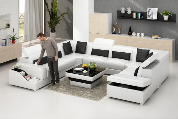 Wunnzëmmer Lieder XXL Canapé Sofa Landschaft modern Designer Eckpolster.