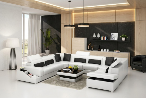 Wunnzëmmer Lieder XXL Canapé Sofa Landschaft modern Designer Eckpolster.
