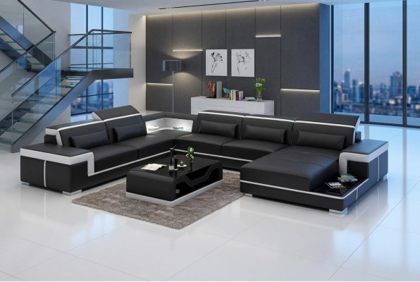Eckgarnitur Ecksofa Polster Eckcouch Deko Modern Wohnzimmer Sofa Canapé