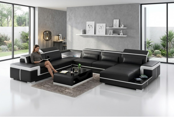 Eckssofadesign Modern Wunnzëmmer Miwwelen Eckcouch Liederpolster Canapé