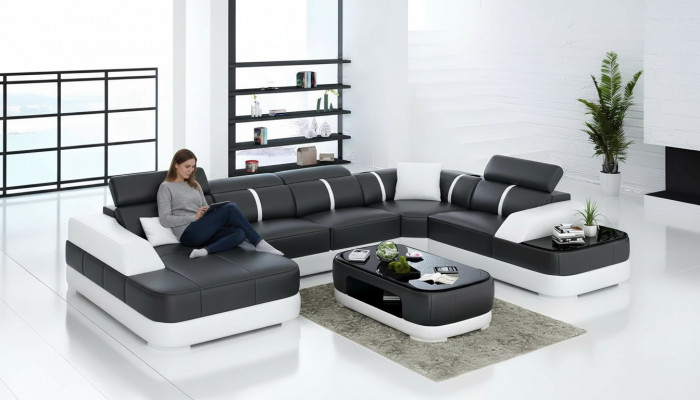 Lieder XXL Canapé Sofa Wunnzëmmer Landschaft Modernen Designer Eckpolster