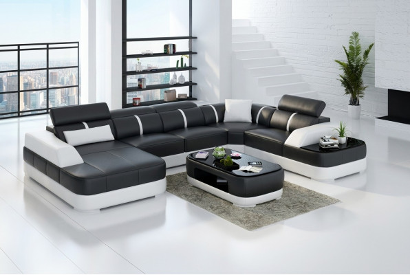Ecksofa Design Modern Wunnzëmmer Eckcouch Liederpolster Couch Sofa