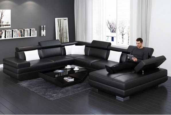 Eckcanapé Wunnzëmmer Design Modern Ecksofa Liederpolster Canapé Sofa
