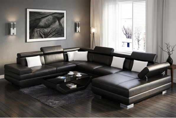 Eckcanapé Wunnzëmmer Design Modern Ecksofa Liederpolster Canapé Sofa