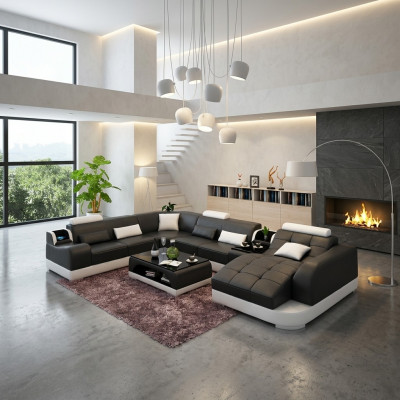 Polster-Ecksofa Ledersofa Wunnzimmersofa Eckcouch Eckgarnitur Canapé mat