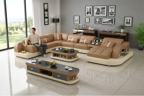 Design Sofa Komplett Set Garnitur Polstersofa Ecksofa Eckcouch Canapé Sideboard