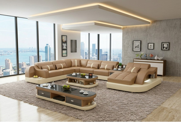 Design Sofa Komplett Set Garnitur Polstersofa Ecksofa Eckcouch Canapé Sideboard