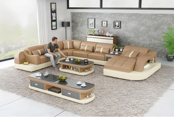 Lieder XXL Canapé Sofa Polster Wunnzëmmer Landschaft Modernen Designer