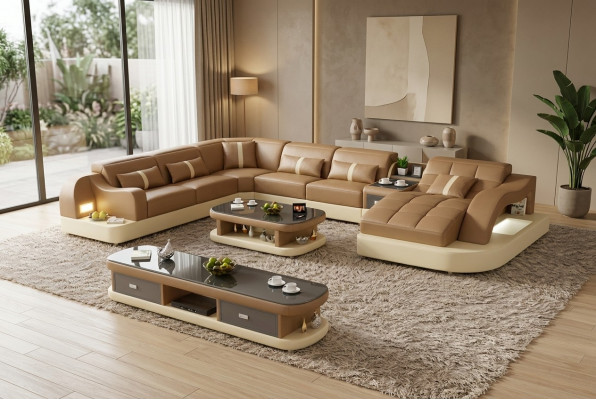 Lieder XXL Canapé Sofa Polster Wunnzëmmer Landschaft Modernen Designer