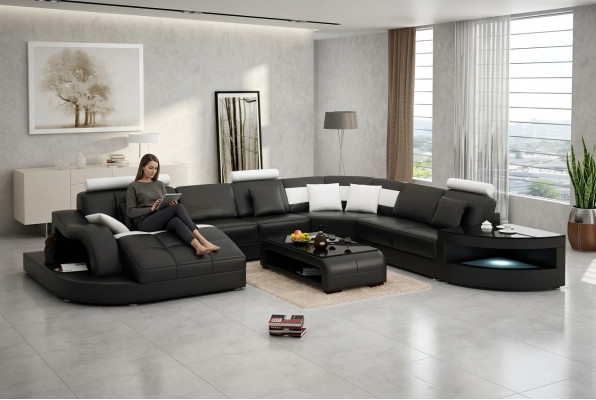 Eckcouch Design Ecksofa Wunnzëmmer Miwwelen Liederpolster Couch Sofa Wunnlandschaft