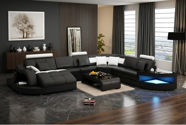Eckcouch Design Ecksofa Wunnzëmmer Miwwelen Liederpolster Couch Sofa Wunnlandschaft