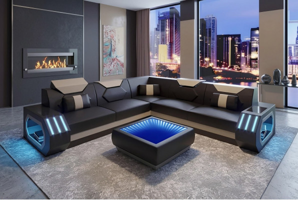 Design-Eckcouch Ecksofa Wunnzëmmer Miwwelen Liederpolster Couch Sofa