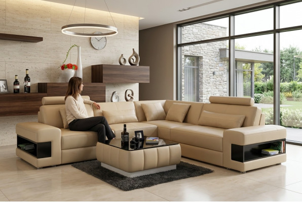 Design Eckcanapé Dekor Wunnzëmmer Miwwelen Modern Eckcouch Liederpolster Canapé