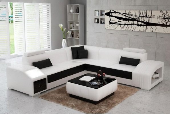 Design Eckcouch Wunnzëmmer Ecksofa Liederpolster Couch Sofa L Form