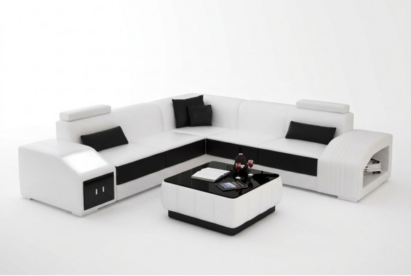 Léierpolster Design Ecksofa Canapé Sofa L Form Wunnlandschaft Wunnzëmmer Eckcanapé