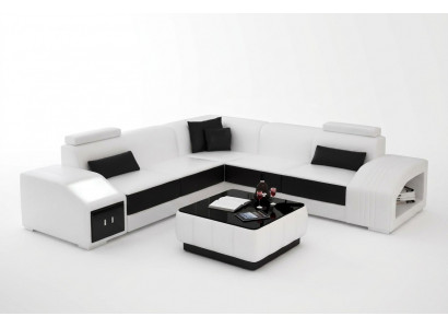 Léierpolster Design Ecksofa Canapé Sofa L Form Wunnlandschaft Wunnzëmmer Eckcanapé