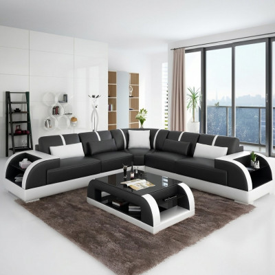 Design Sofa Miwwel Eckcouch Ecksofa Wunnzëmmer Liederpolster Couch
